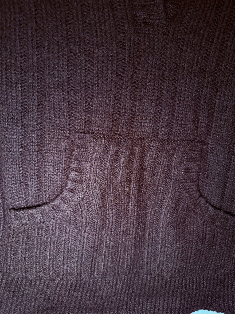 Women’s Chocolate Brown Hooded V-Neck Sweater with Pockets - size “M” - Picture 3 of 3